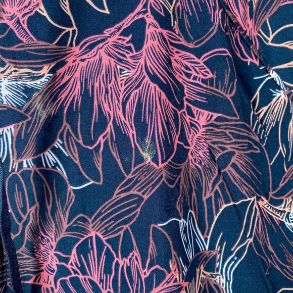 Active Zone Women Jacket Blue Pink Floral Full Zip Hooded Lightweight Stretch 2X - Picture 11 of 12